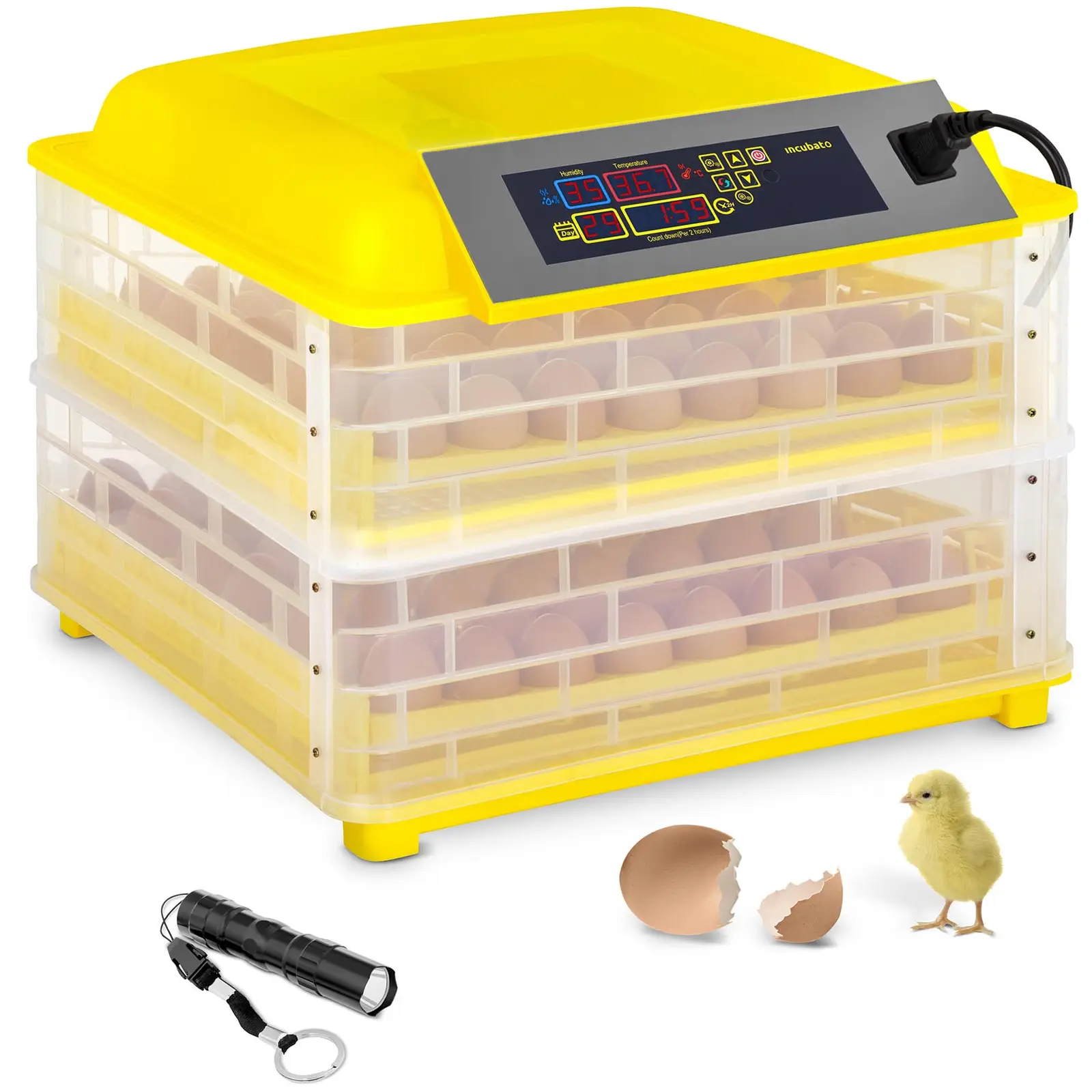 Incubator de oua - 112 oua - incl. lumânare de ouă - complet automată