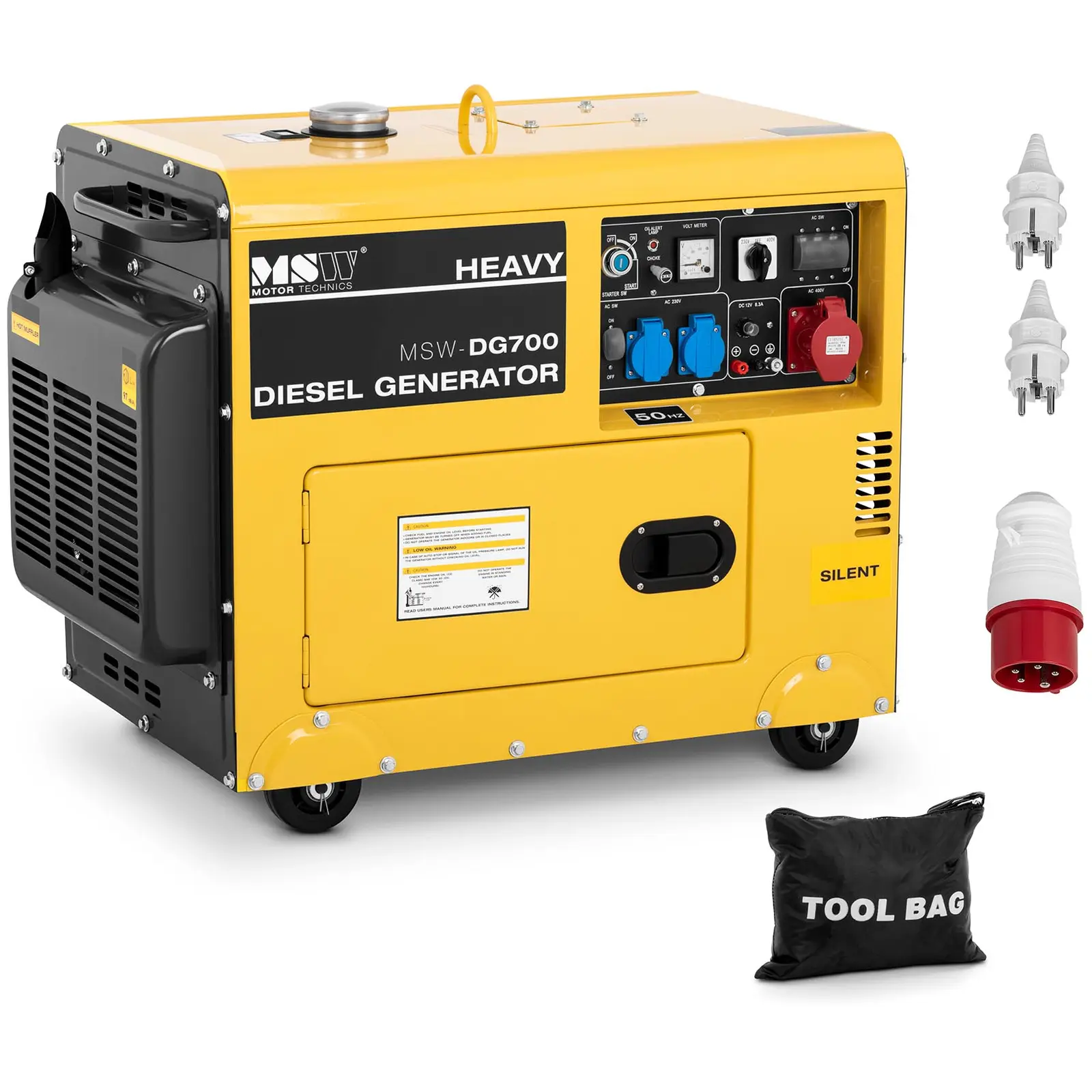 Generator de urgență Diesel Silențios trifazat cu pornire electrică - 5500 W - 7 CP - rezervor 14,5 L - 230/400 V