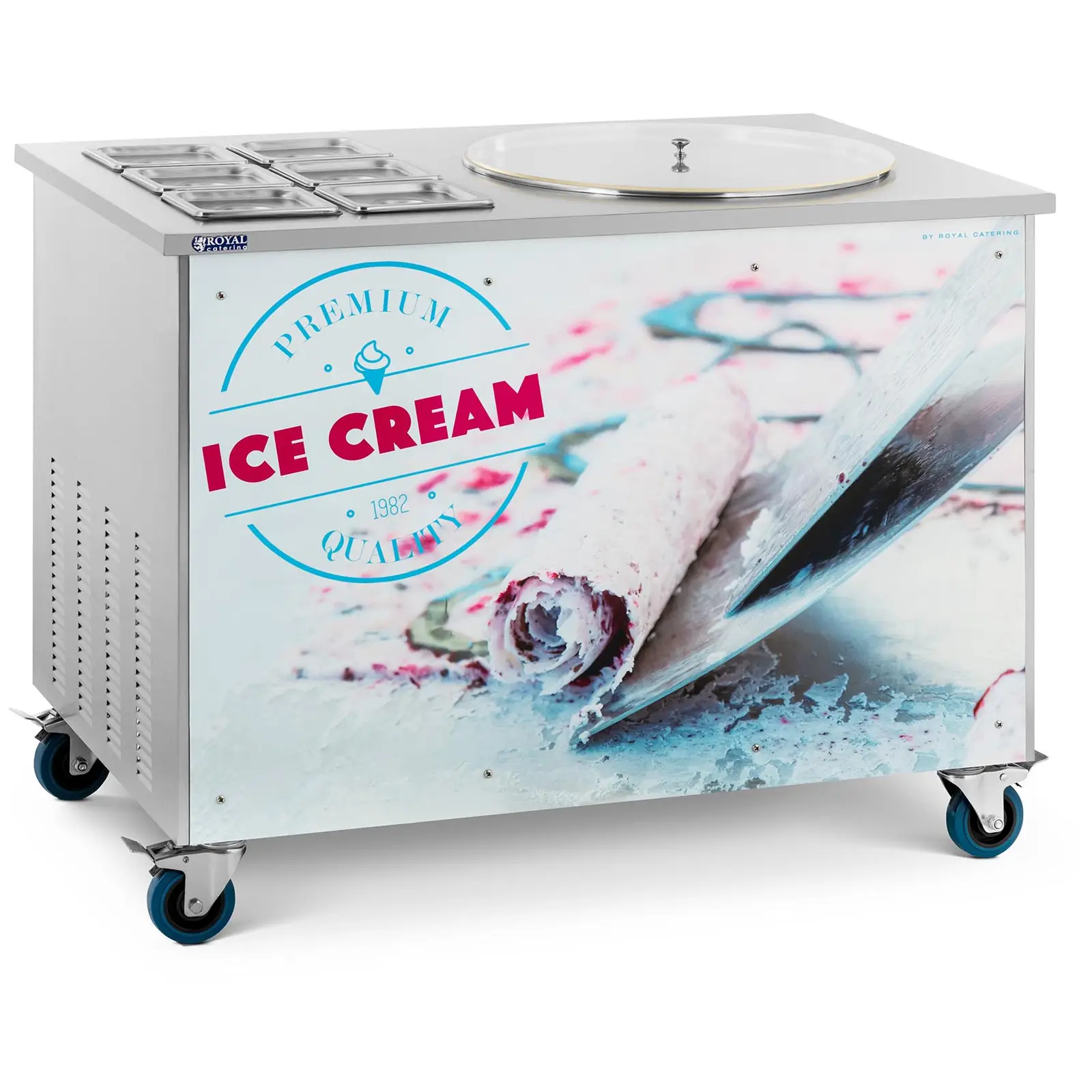Mașină de înghețată rulată - Ø 50 x 2,5 cm - 6 recipiente cu capac - Royal Catering