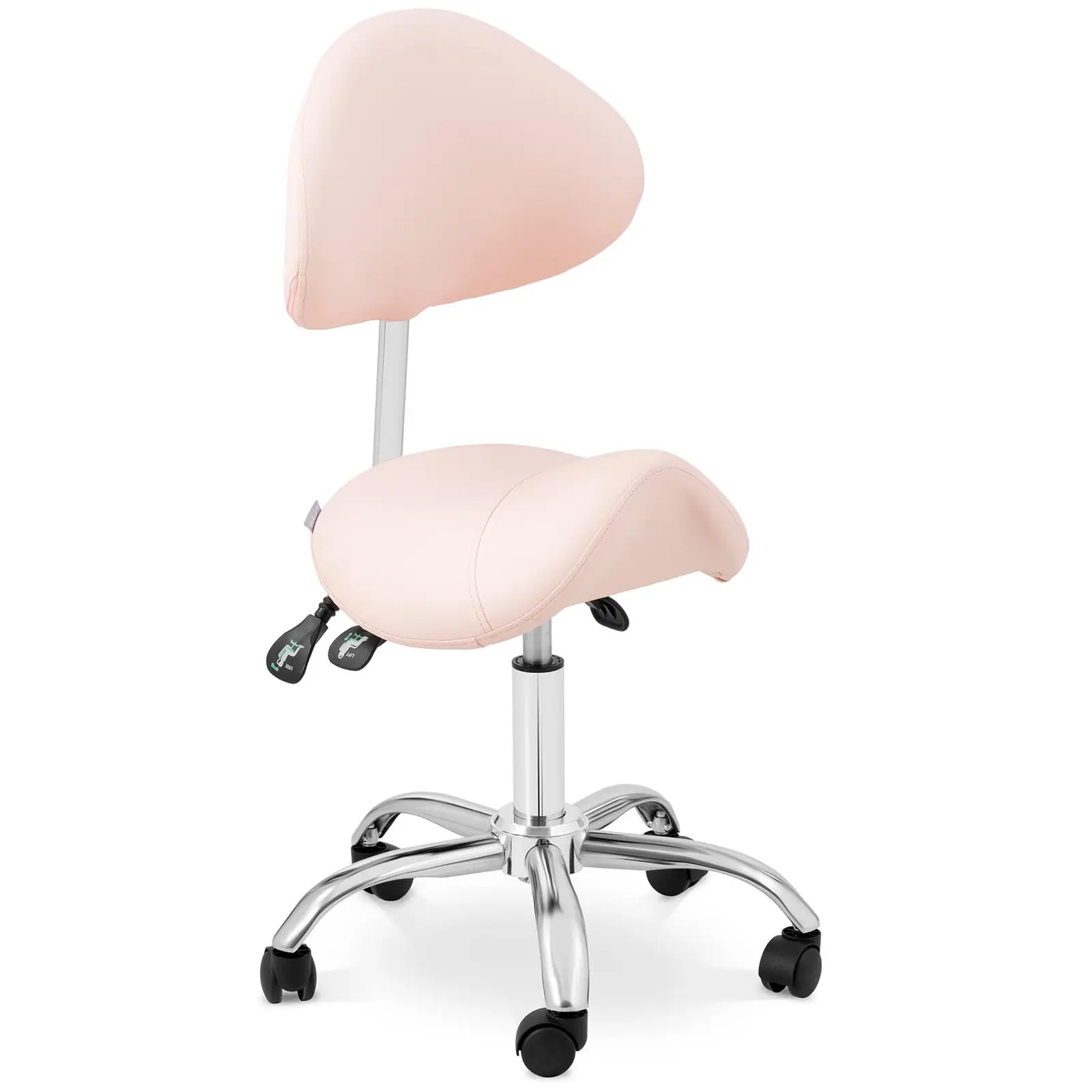 Scaun cu șa - spătar și înălțime scaun reglabile pe înălțime - 55 - 69 cm - 150 kg - Pink, Silver