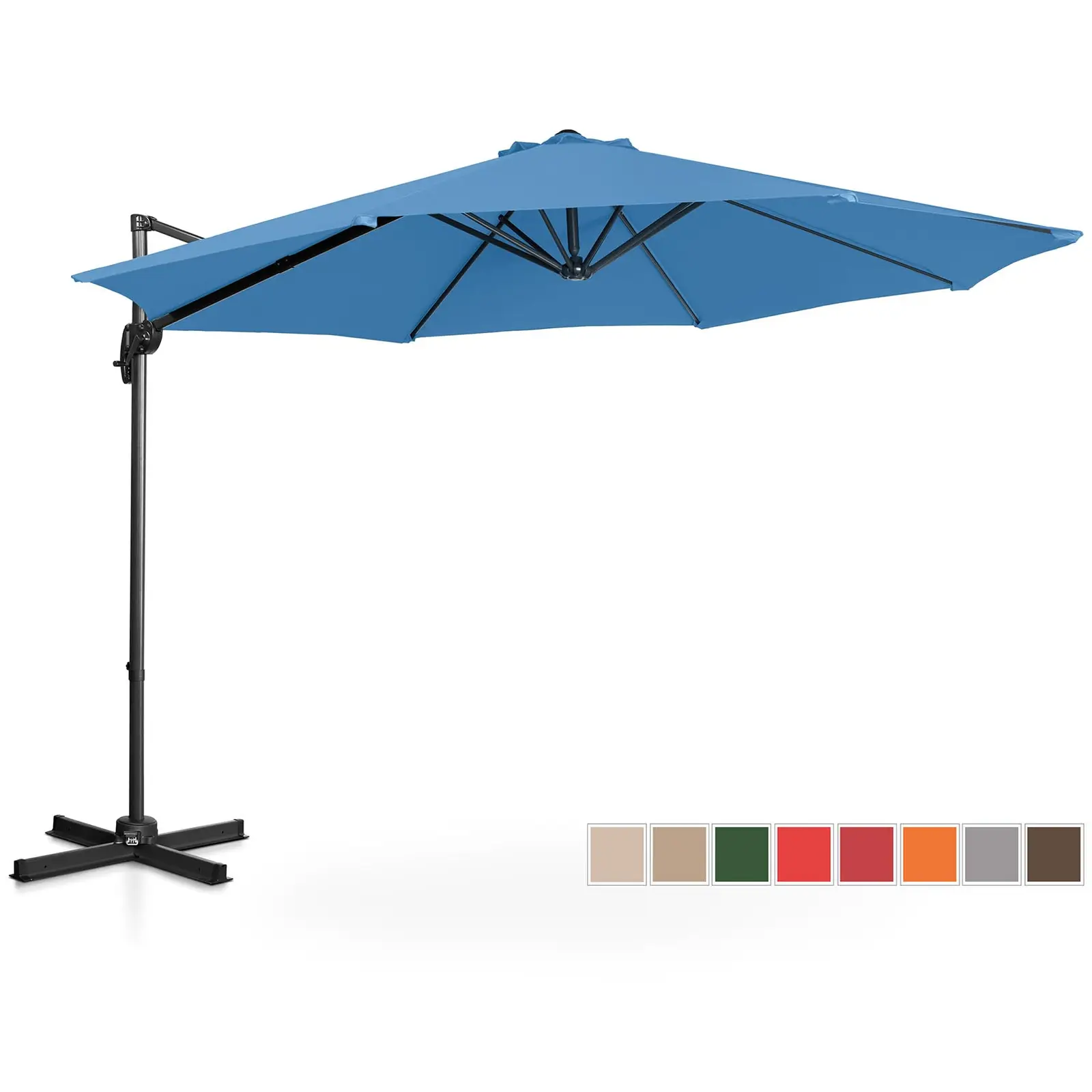 Umbrelă de grădină - Albastră - Rotundă - Ø 300 cm - Înclinabilă și rotativă