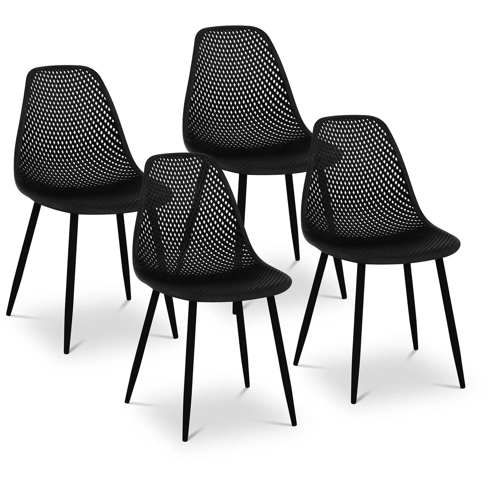 Scaun - set de 4 - până la 150 kg - scaun 52 x 46,5 cm - negru