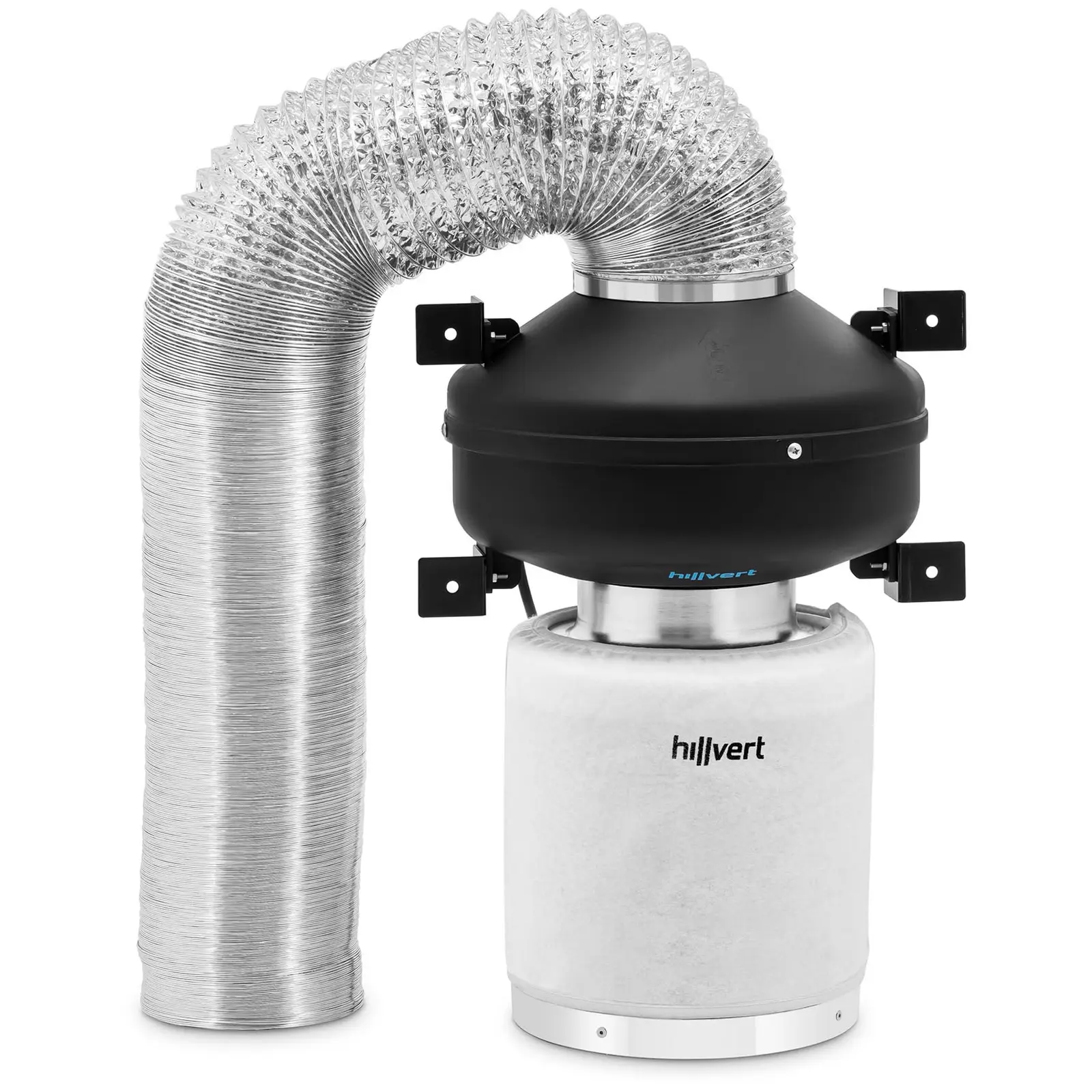 Set filtru de aer - filtru cu carbon activ / ventilator tubular / furtun de evacuare a aerului - 382.2 m³/h - Ø {{diametru_găuri}} mm ieșire