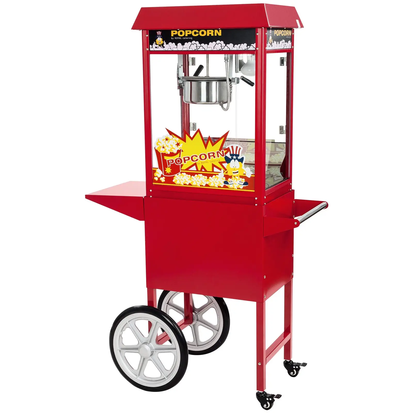 Mașină de Popcorn cu cărucior - Roșie